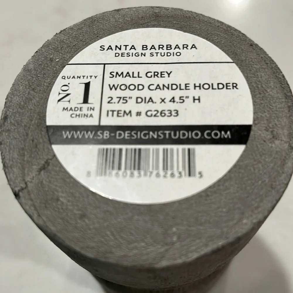 Small Candle Holder - Grey Wood with Silver Plate/NWT - Picture 6 of 7